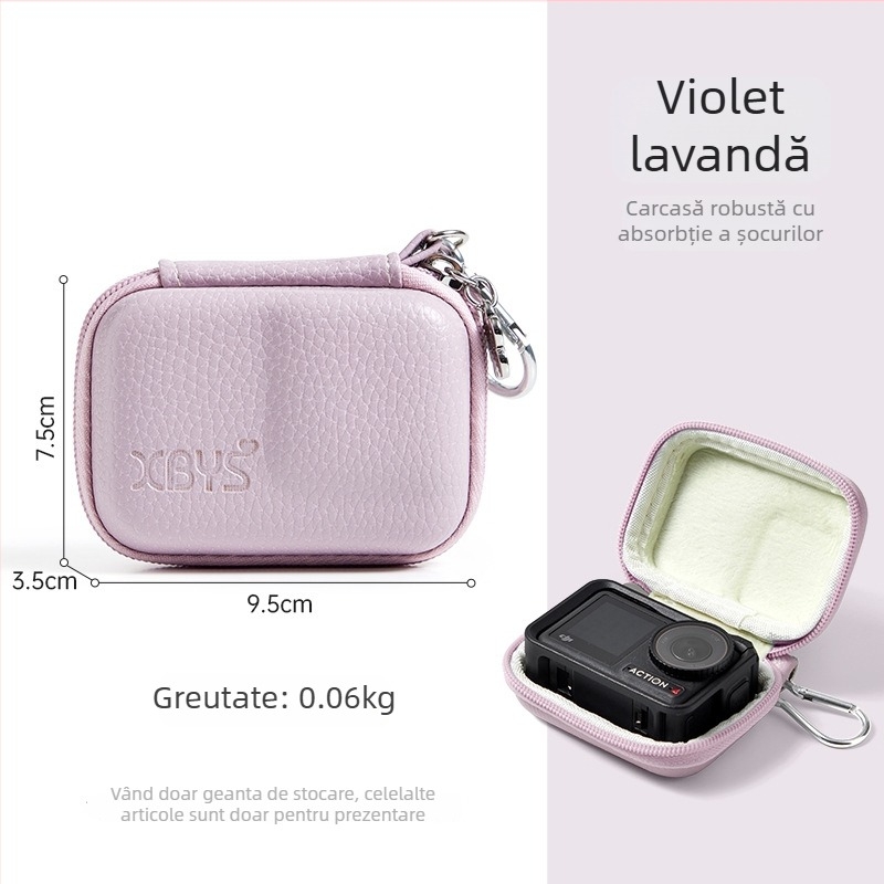 Carcasă dură PU pentru DJI Action 5 Pro și camera Action 4/3, model FD002, greutate 45 g