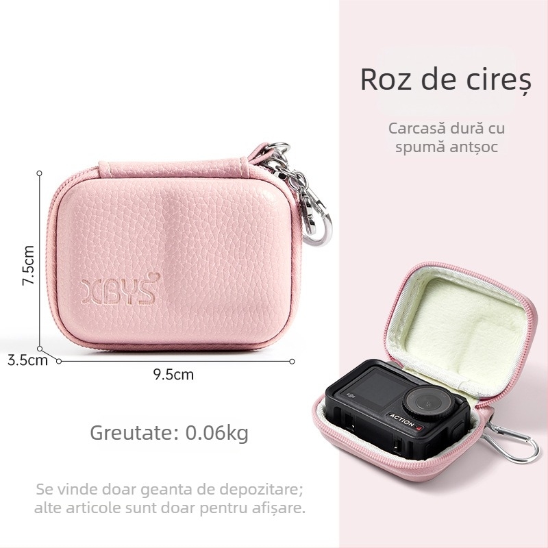 Carcasă dură PU pentru DJI Action 5 Pro și camera Action 4/3, model FD002, greutate 45 g