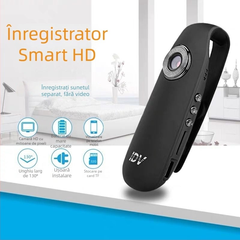 Cameră pentru corp montată pe piept - zoom optic 10x, înregistrare 1080p, senzor 5 MP, Wi-Fi