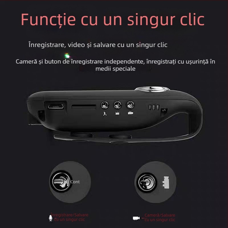 Cameră pentru corp montată pe piept - zoom optic 10x, înregistrare 1080p, senzor 5 MP, Wi-Fi