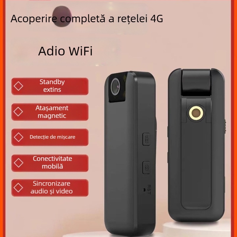 Cameră pentru corp montată pe piept - zoom optic 10x, înregistrare 1080p, senzor 5 MP, Wi-Fi