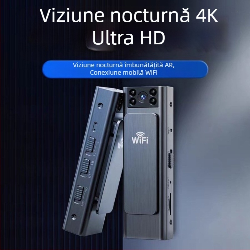 Cameră pentru corp montată pe piept - zoom optic 10x, înregistrare 1080p, senzor 5 MP, Wi-Fi