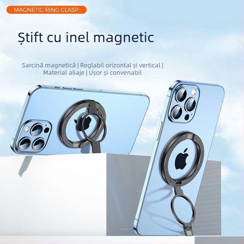 Suport pentru telefon cu inel – rotire la 360°, pliabil din aliaj de zinc, MagSafe magnetic