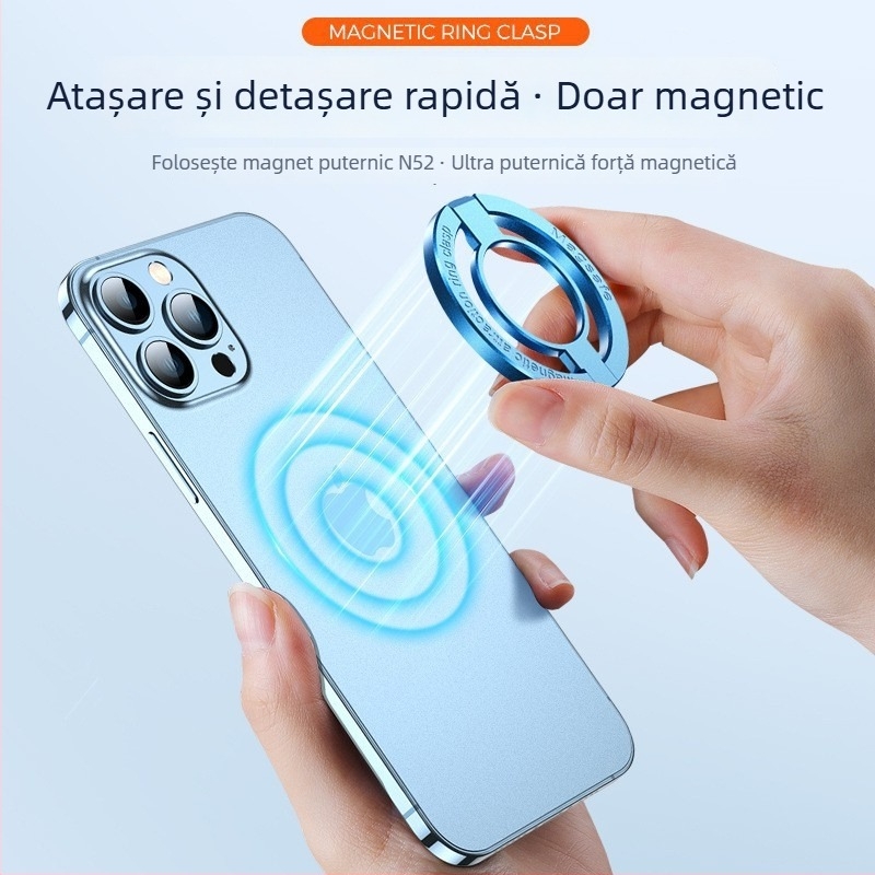 Suport pentru telefon cu inel – rotire la 360°, pliabil din aliaj de zinc, MagSafe magnetic