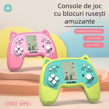 Consolă de jocuri portabilă retro Tetris pentru copii, versiune mini, cu sistem de operare simplu, baterie încorporată, greutate 90 g, potrivită pentru copii 3–6 ani