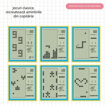 Consolă de jocuri portabilă retro Tetris pentru copii, versiune mini, cu sistem de operare simplu, baterie încorporată, greutate 90 g, potrivită pentru copii 3–6 ani