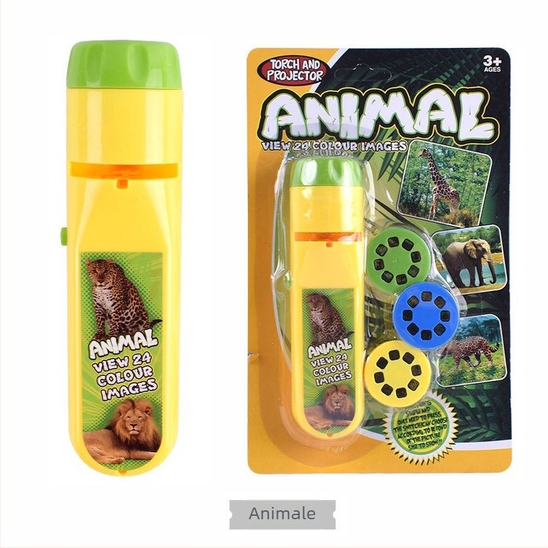 Proiector de jucărie pentru copii cu slide-uri cu animale - Jucărie educativă interactivă (ABS) pentru 4-6 ani