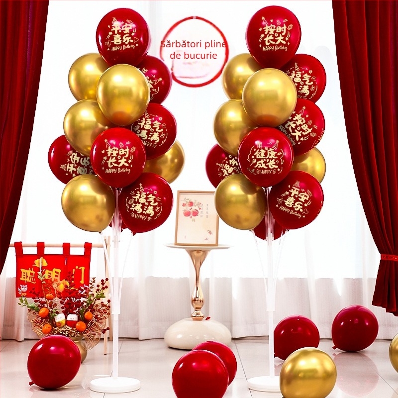 Accesorii de decor pentru scenă la petrecerea copiilor, cu dragon și iepuraș bebe în stil desen animat; primul său aniversar cu baloane plutitoare; marcă Orange noyibai; potrivite pentru zile de naștere; categorie: baloane de aniversare; categorie produs: 