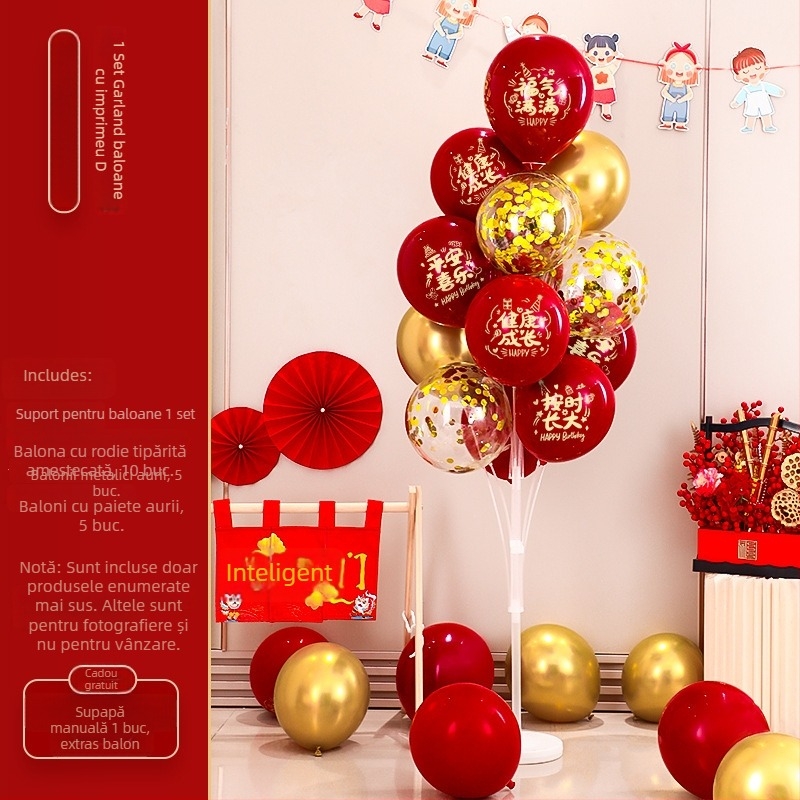 Accesorii de decor pentru scenă la petrecerea copiilor, cu dragon și iepuraș bebe în stil desen animat; primul său aniversar cu baloane plutitoare; marcă Orange noyibai; potrivite pentru zile de naștere; categorie: baloane de aniversare; categorie produs: