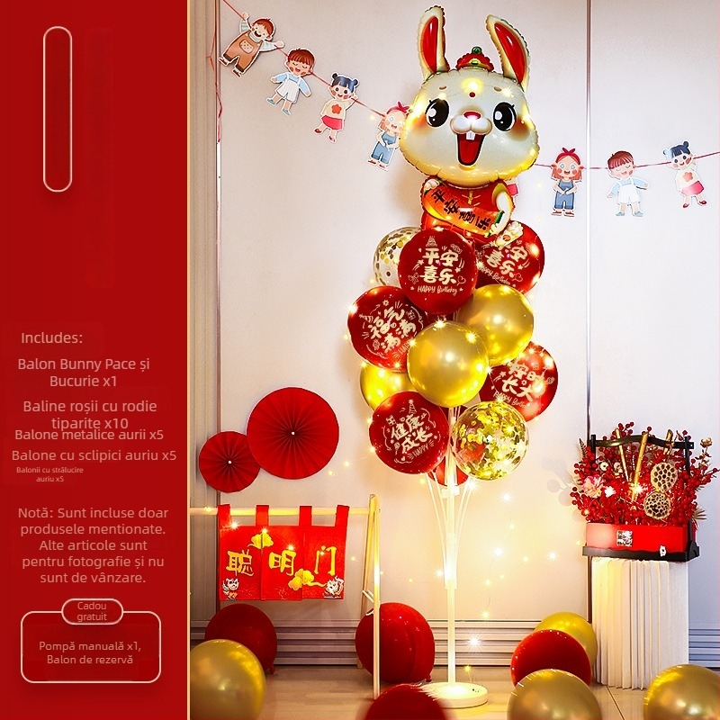 Accesorii de decor pentru scenă la petrecerea copiilor, cu dragon și iepuraș bebe în stil desen animat; primul său aniversar cu baloane plutitoare; marcă Orange noyibai; potrivite pentru zile de naștere; categorie: baloane de aniversare; categorie produs: