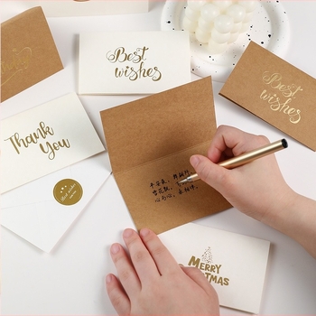 Little Lotus Carte de felicitare din kraft cu folie bronzantă — Crăciun, Ziua de naștere, Ziua Îndrăgostiților, Ziua Mamei, Ziua Tatălui, Stil simplu și modern