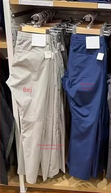 Pantaloni casual de lucru inspirați de stilul japonez, talie înaltă, croială dreaptă, material stretch din nailon-spandex, culoare solidă
