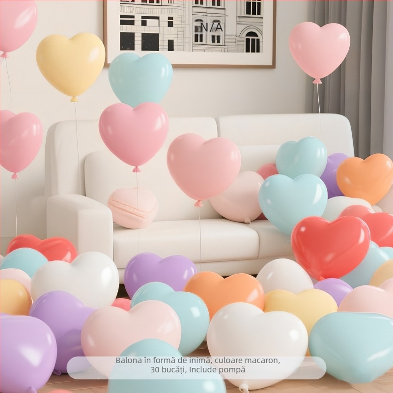 Balon de latex în formă de inimă; fără imprimare de logo personalizat; potrivit pentru Ziua Îndrăgostiților, Festivalul Qixi, nunți și Ziua copiilor