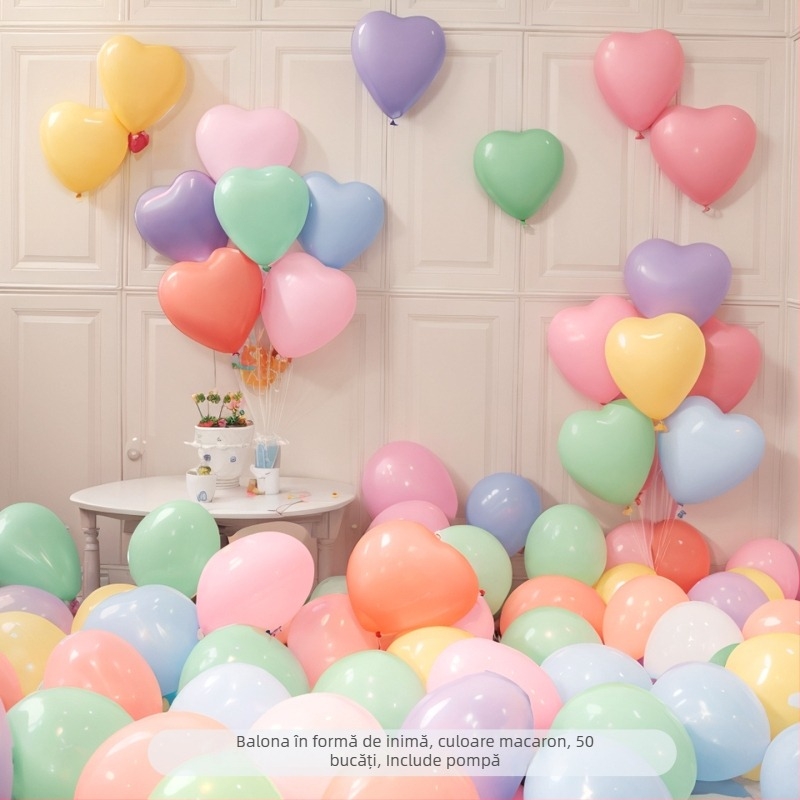Balon de latex în formă de inimă; fără imprimare de logo personalizat; potrivit pentru Ziua Îndrăgostiților, Festivalul Qixi, nunți și Ziua copiilor