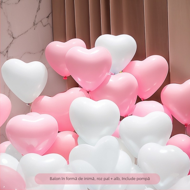Balon de latex în formă de inimă; fără imprimare de logo personalizat; potrivit pentru Ziua Îndrăgostiților, Festivalul Qixi, nunți și Ziua copiilor
