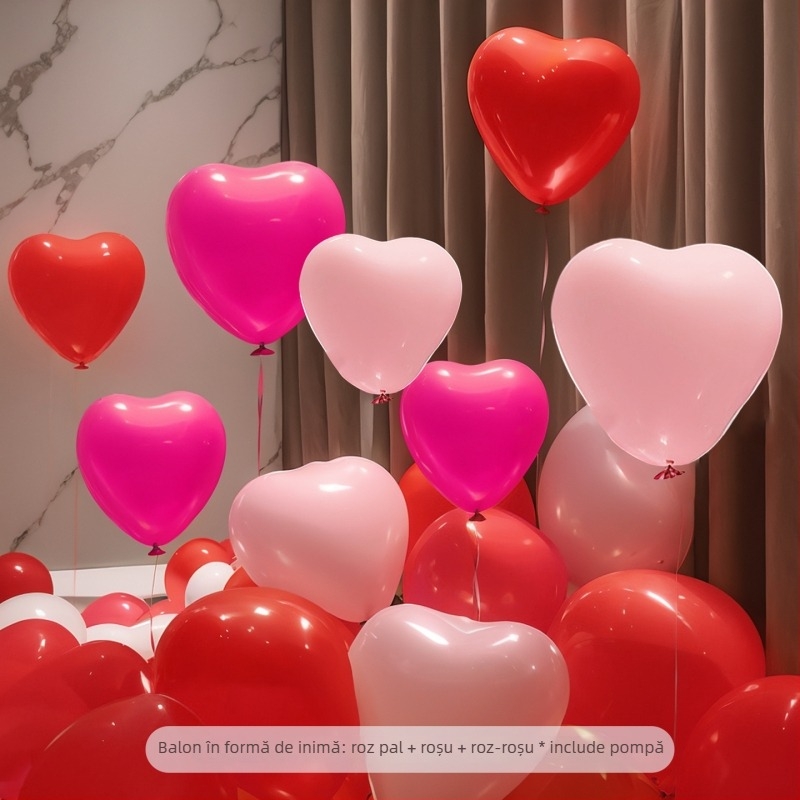Balon de latex în formă de inimă; fără imprimare de logo personalizat; potrivit pentru Ziua Îndrăgostiților, Festivalul Qixi, nunți și Ziua copiilor