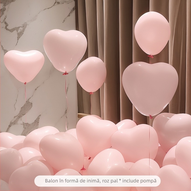 Balon de latex în formă de inimă; fără imprimare de logo personalizat; potrivit pentru Ziua Îndrăgostiților, Festivalul Qixi, nunți și Ziua copiilor