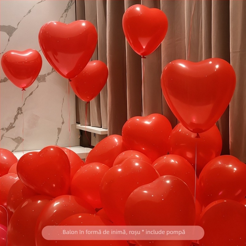 Balon de latex în formă de inimă; fără imprimare de logo personalizat; potrivit pentru Ziua Îndrăgostiților, Festivalul Qixi, nunți și Ziua copiilor