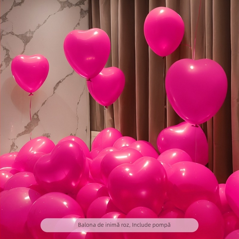 Balon de latex în formă de inimă; fără imprimare de logo personalizat; potrivit pentru Ziua Îndrăgostiților, Festivalul Qixi, nunți și Ziua copiilor