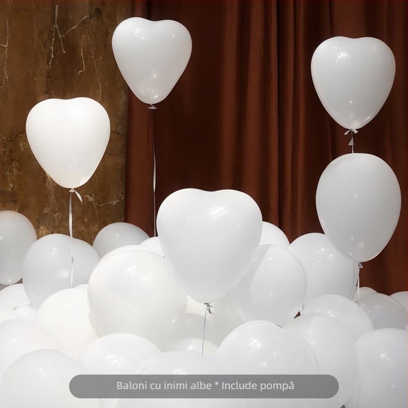 Balon de latex în formă de inimă; fără imprimare de logo personalizat; potrivit pentru Ziua Îndrăgostiților, Festivalul Qixi, nunți și Ziua copiilor