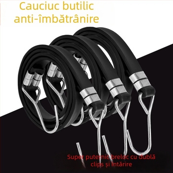 Bandă elastică pentru motociclete și vehicule electrice, cu cârlige și închizător dublu