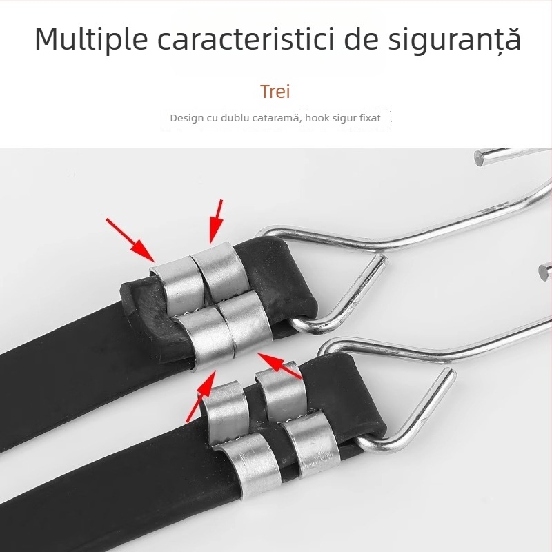 Bandă elastică pentru motociclete și vehicule electrice, cu cârlige și închizător dublu
