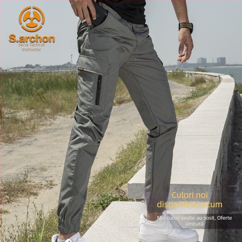 Pantaloni tactici pentru bărbați, croială Slim-Fit Jogger, Camuflaj militar, Amestec din bumbac-poliester, impermeabili și rezistenți la uzură
