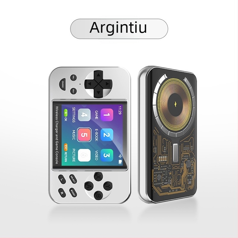 Consolă portabilă retro cu jocuri încorporate, baterie de 5000mAh cu încărcare magnetică, USB Type-C OTG, conectare prin cablu, MP4 video player
