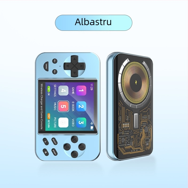 Consolă portabilă retro cu jocuri încorporate, baterie de 5000mAh cu încărcare magnetică, USB Type-C OTG, conectare prin cablu, MP4 video player