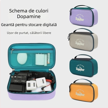 Geantă de depozitare pentru accesorii electronice, model Big, poliester, compartimente separate, pentru power bank, depozitare de călătorie
