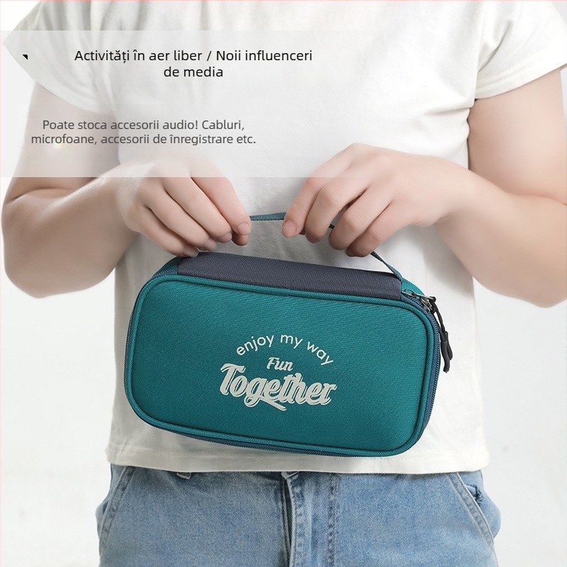 Geantă de depozitare pentru accesorii electronice, model Big, poliester, compartimente separate, pentru power bank, depozitare de călătorie
