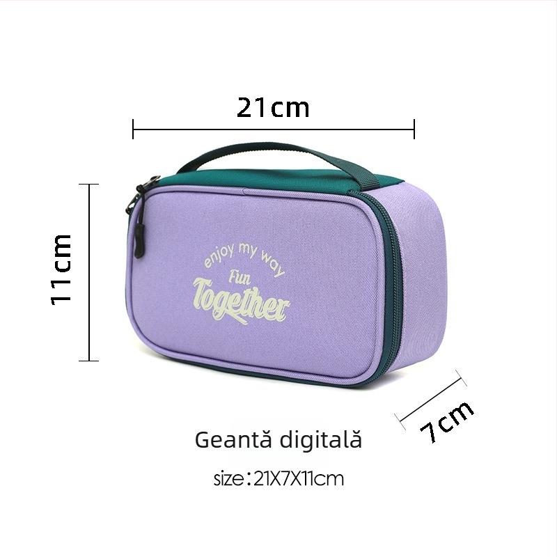 Geantă de depozitare pentru accesorii electronice, model Big, poliester, compartimente separate, pentru power bank, depozitare de călătorie