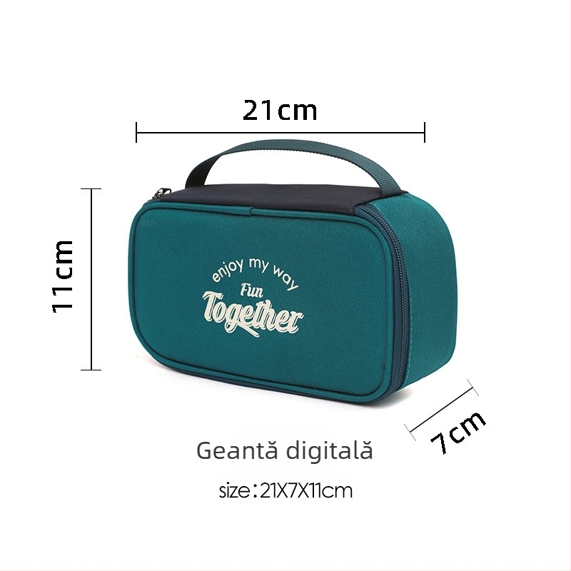 Geantă de depozitare pentru accesorii electronice, model Big, poliester, compartimente separate, pentru power bank, depozitare de călătorie