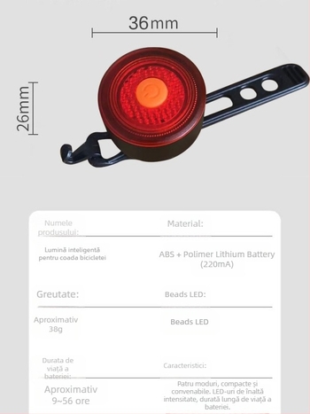 Tianqi lampă spate personalizabilă pentru bicicletă cu avertisment de încărcare pentru plimbări nocturne