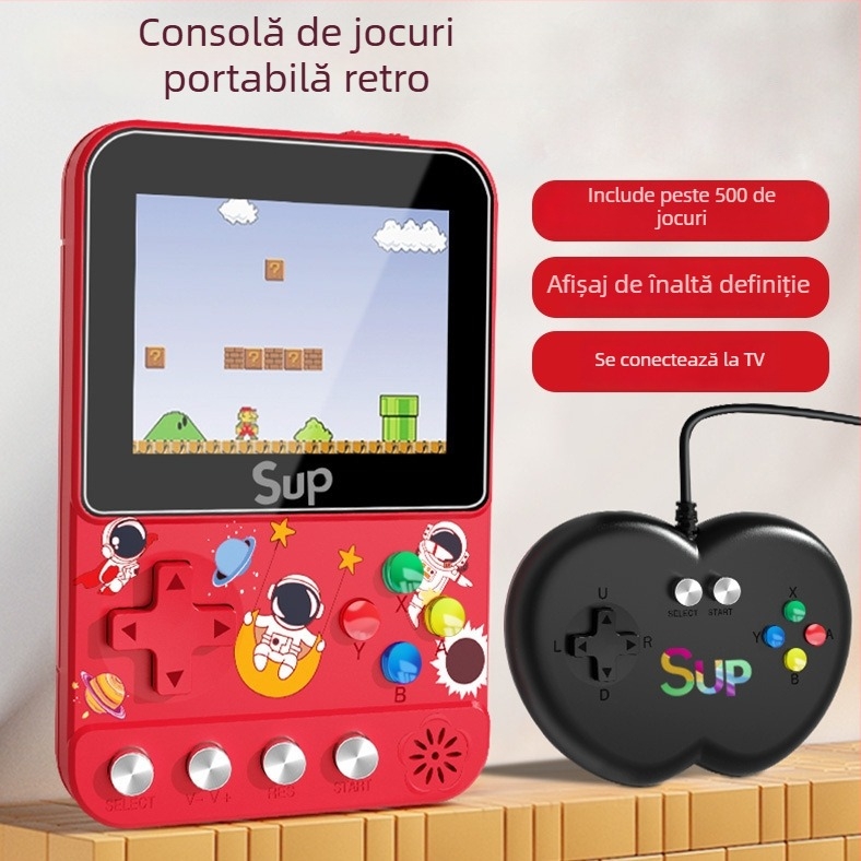 Consolă portabilă de jocuri 500 în 1 cu ecran mare HD, stil arcade nostalgic, 1GB memorie, procesare OEM