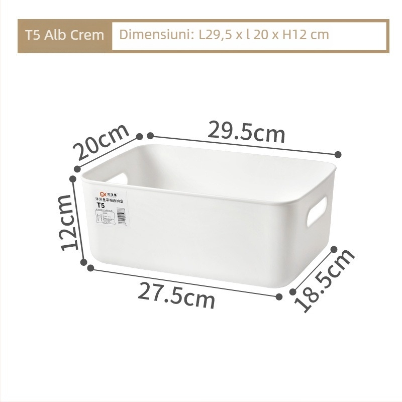 Cutie de depozitare pentru birou cu capac, din plastic PP, 25 L, rezistentă la praf, cu posibilitate de stivuire, organizator multifuncțional