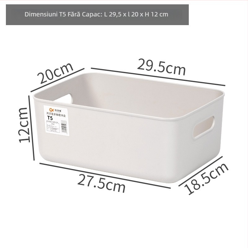 Cutie de depozitare pentru birou cu capac, din plastic PP, 25 L, rezistentă la praf, cu posibilitate de stivuire, organizator multifuncțional