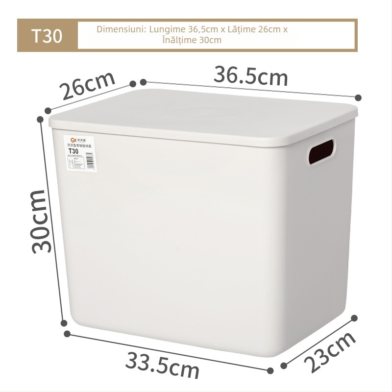 Cutie de depozitare pentru birou cu capac, din plastic PP, 25 L, rezistentă la praf, cu posibilitate de stivuire, organizator multifuncțional