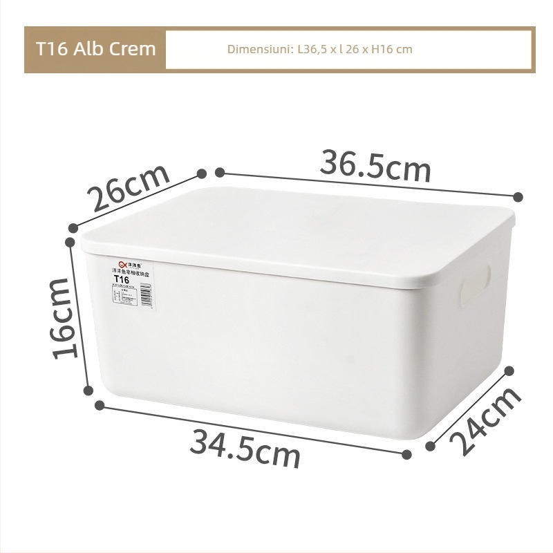 Cutie de depozitare pentru birou cu capac, din plastic PP, 25 L, rezistentă la praf, cu posibilitate de stivuire, organizator multifuncțional