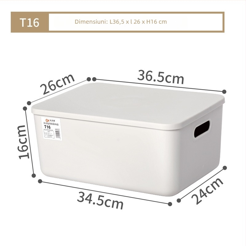 Cutie de depozitare pentru birou cu capac, din plastic PP, 25 L, rezistentă la praf, cu posibilitate de stivuire, organizator multifuncțional