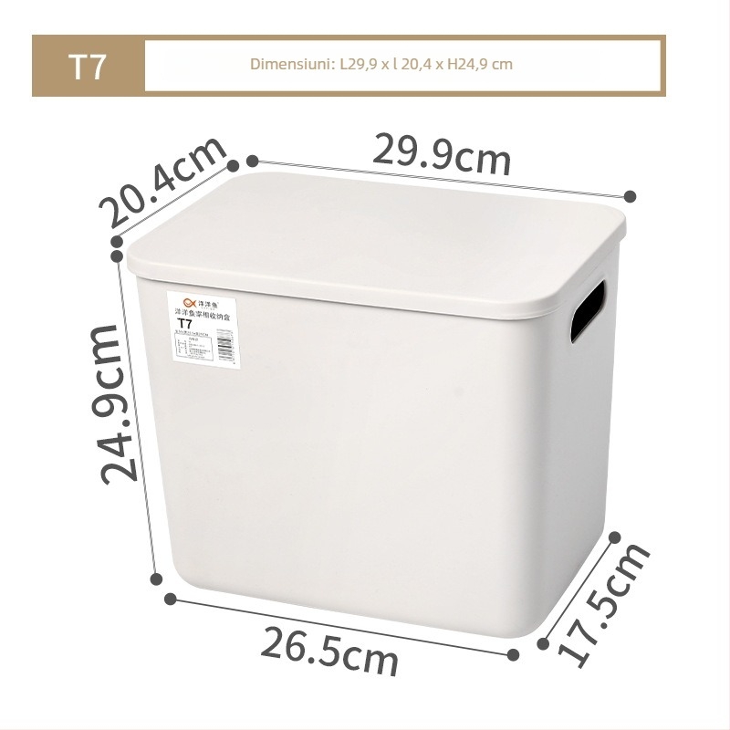 Cutie de depozitare pentru birou cu capac, din plastic PP, 25 L, rezistentă la praf, cu posibilitate de stivuire, organizator multifuncțional