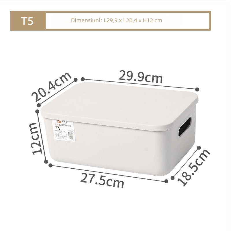 Cutie de depozitare pentru birou cu capac, din plastic PP, 25 L, rezistentă la praf, cu posibilitate de stivuire, organizator multifuncțional