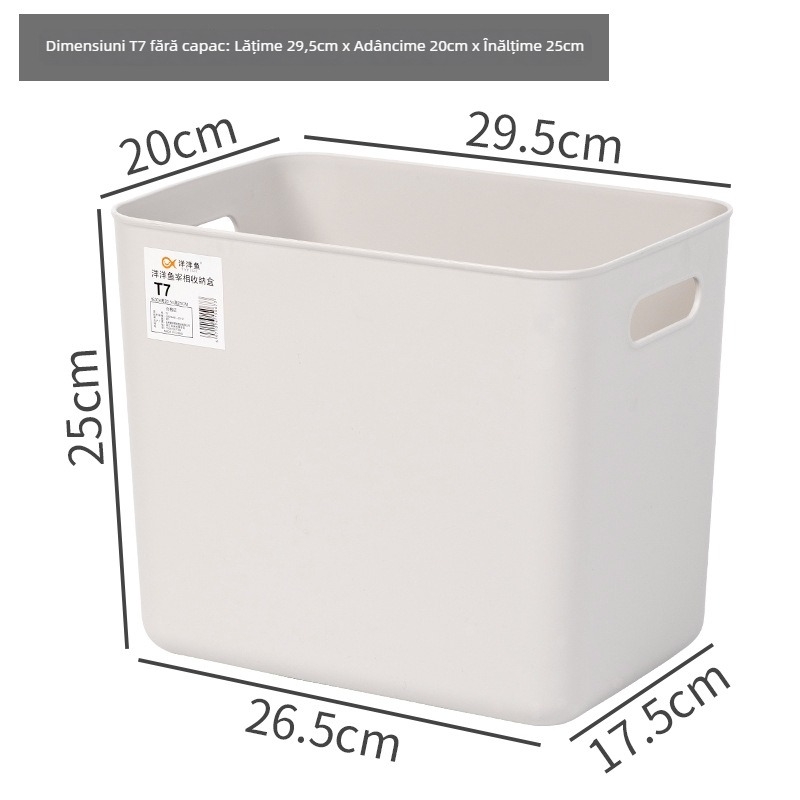 Cutie de depozitare pentru birou cu capac, din plastic PP, 25 L, rezistentă la praf, cu posibilitate de stivuire, organizator multifuncțional