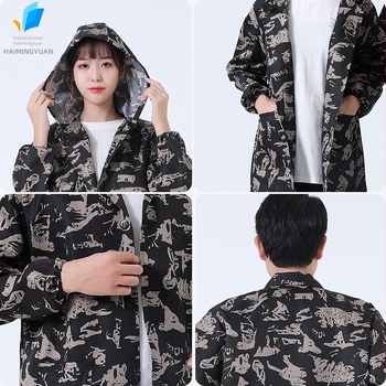 Palto de lucru pentru bărbați, imprimeu camuflaj, primăvară-vară, mâneci lungi, rezistent la uzură și murdărie, material corduroy, din in