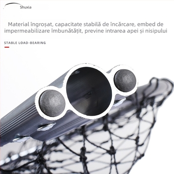 Landing net mare din aliaj de aluminiu, plasă cu ochiuri dense, cap Ø50/60/70 cm, adâncime plasă 75–115 cm, ochiuri groase, încărcare 1,0–15 kg