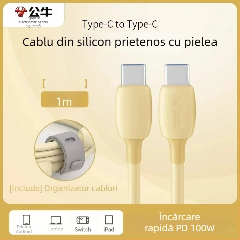 Cablu USB-C pentru date Bull, încărcare sigură și rapidă, 60W max, PVC