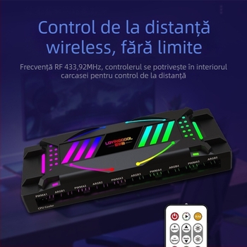 Controler iluminat ARGB pentru ventilatoare de carcasă cu control sincron al temperaturii și hub oglindă în mai multe straturi — ABS, 145×59×25 mm, zgomot 15 dB