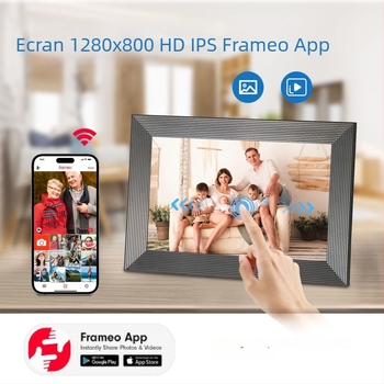 Ramă foto digitală cu ecran tactil, Wi-Fi, 16GB stocare, rezoluție 1280×800, suport SD/USB