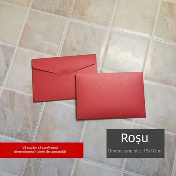 Plic pentru card de salut, din hârtie perlata, cu fereastră, ștampilat cu folie, gata de cadou