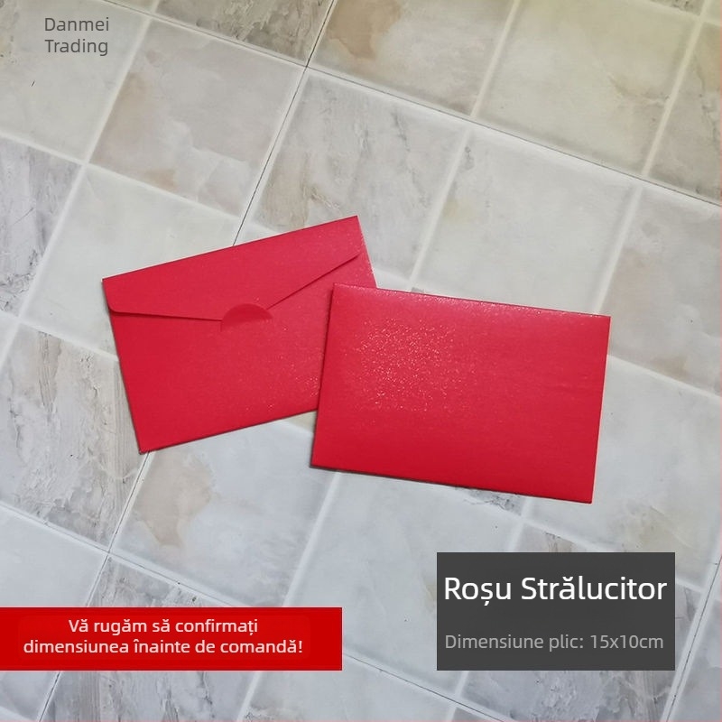 Plic pentru card de salut, din hârtie perlata, cu fereastră, ștampilat cu folie, gata de cadou